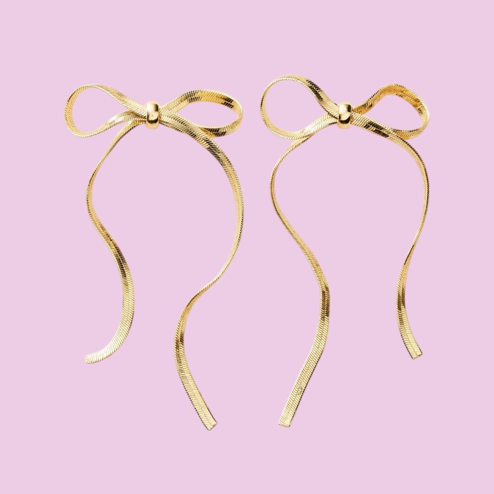kate spade Gold Bow Ribbon Drop Earrings